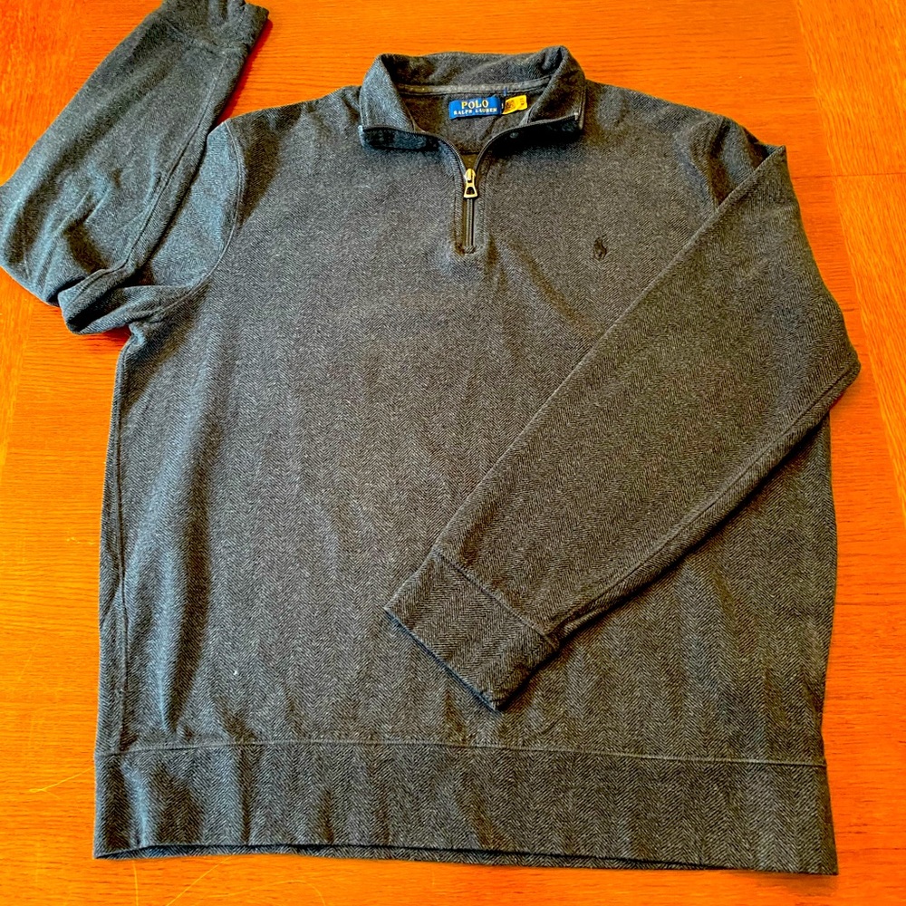 POLO Ralph Lauren pullover with zipper. Charcoal gray. Never worn.